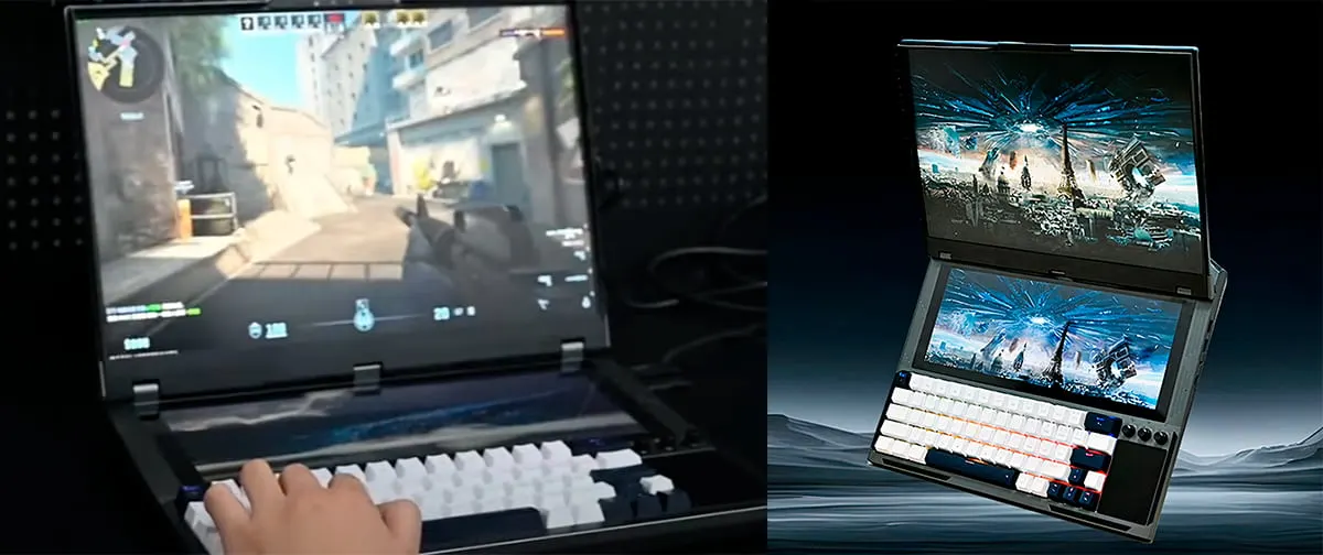 Esse notebook gamer tem duas telas, teclado mecânico e GPU removível