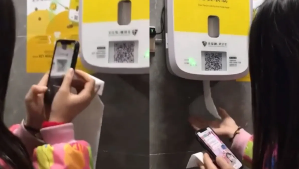 Na China, banheiros públicos mostram anúncios para liberar papel higiênico