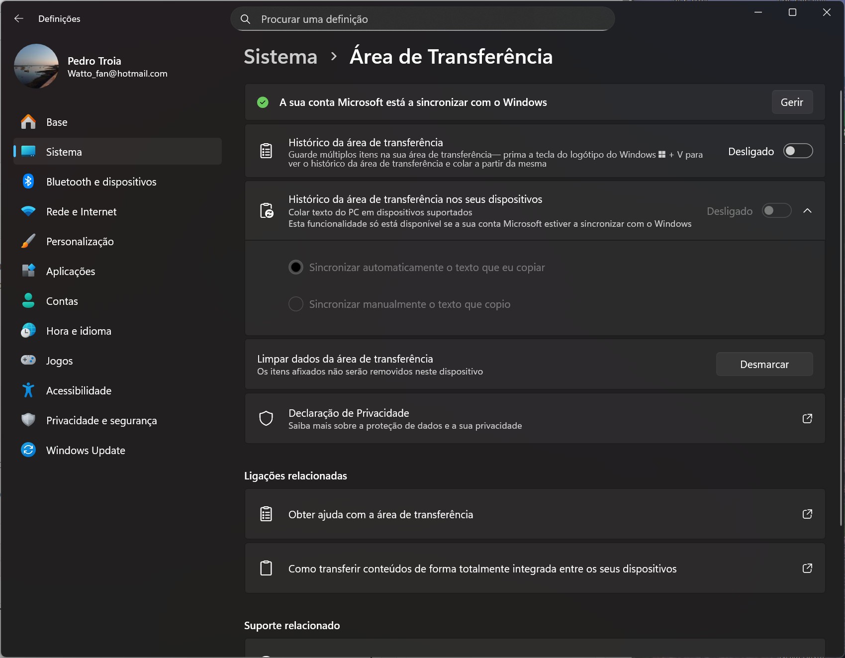 Dica do dia: Como activar o Histórico da Área de Transferência (Clipboard History)