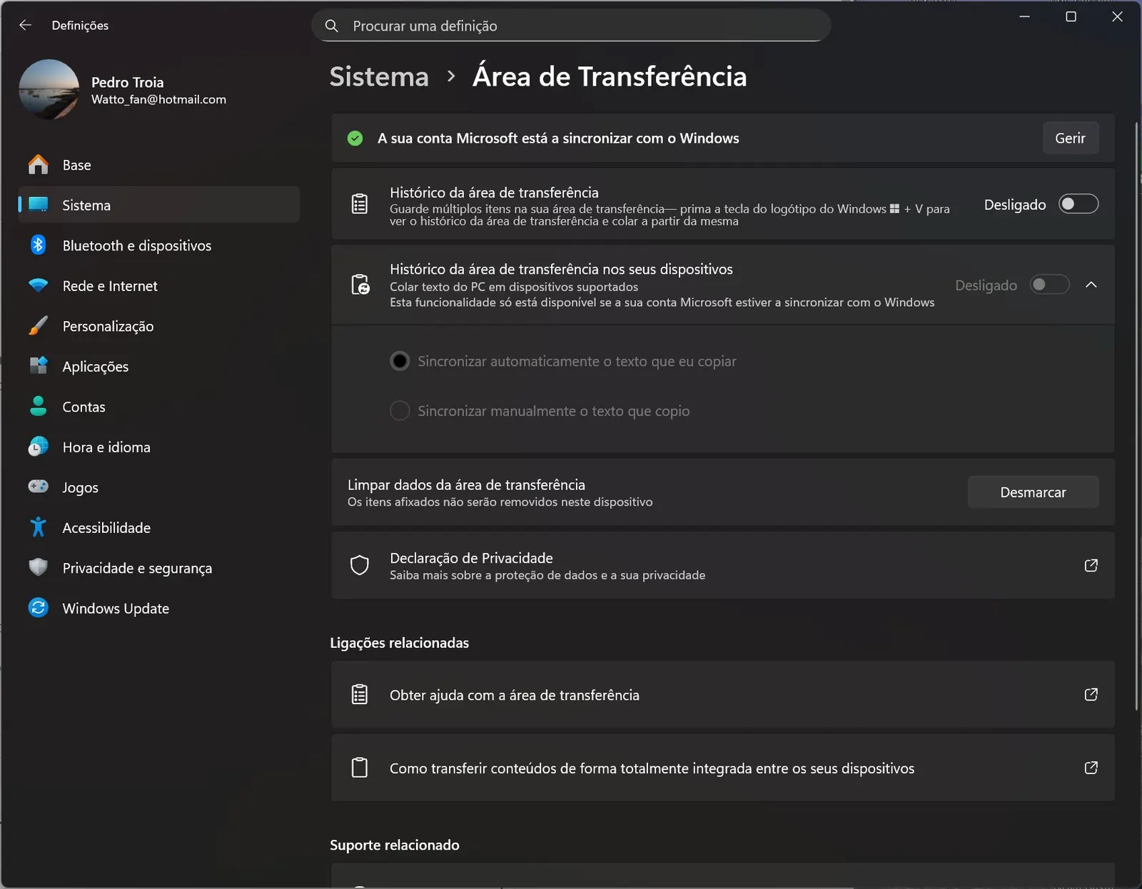 Dica do dia: Como activar o Histórico da Área de Transferência (Clipboard History)