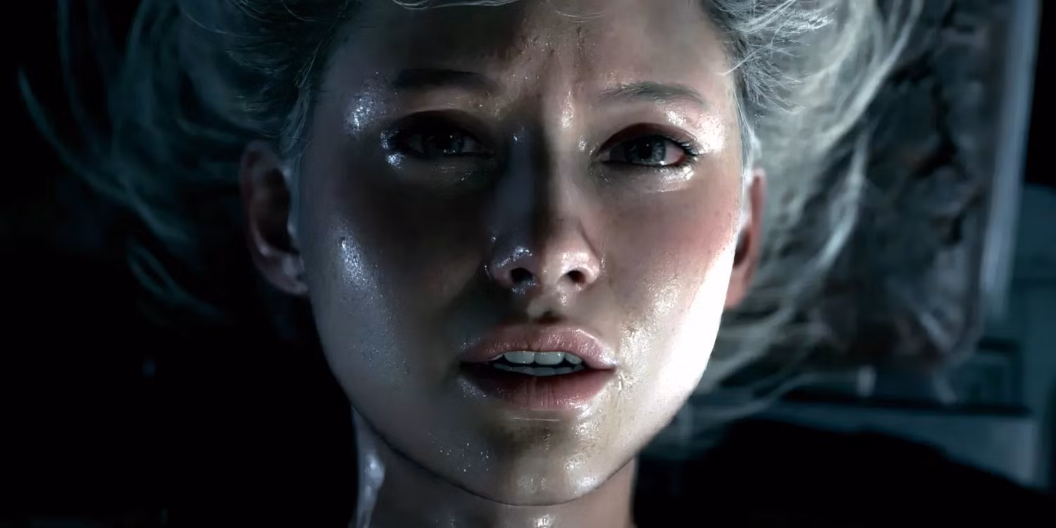 Grace Ashcroft pendurada de cabeça para baixo em Requiem