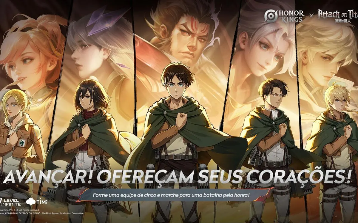 Honor of Kings recebe colaboração com Attack on Titan e novo modo temático por tempo limitado