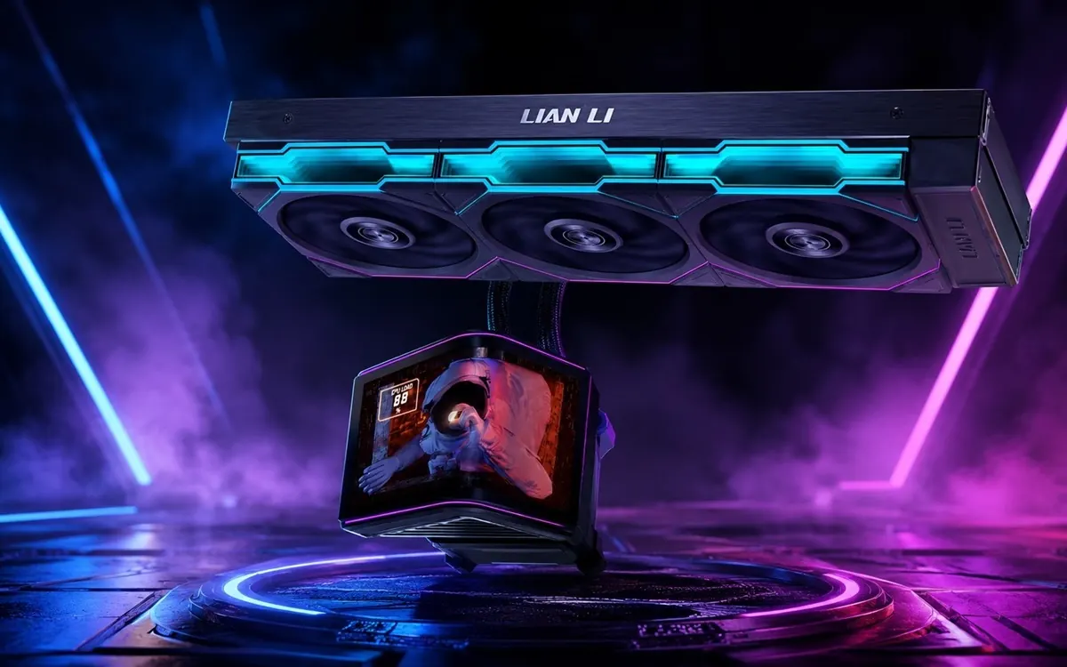 Lian Li lança water cooler com tela OLED curva motorizada de 6,67 polegadas